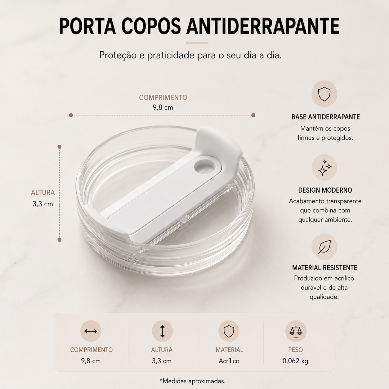 Tampa para Copo Térmico Haddra Lab H520 - Modelo Rosqueável