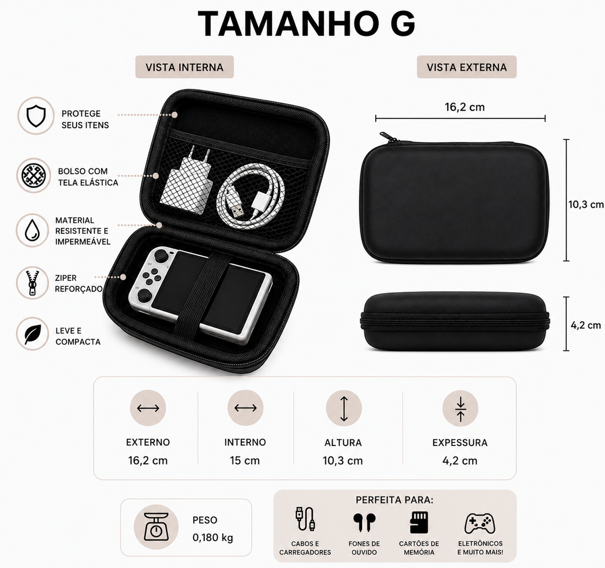 Case Retangular Estojo Organizador | Tamanho G