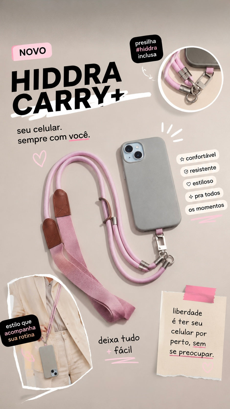 Alças e Suportes para Celular e Garrafa - Haddra Carry