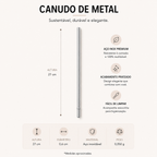 Canudo Metal 27cm para Garrafas e Quenchers | Prateado