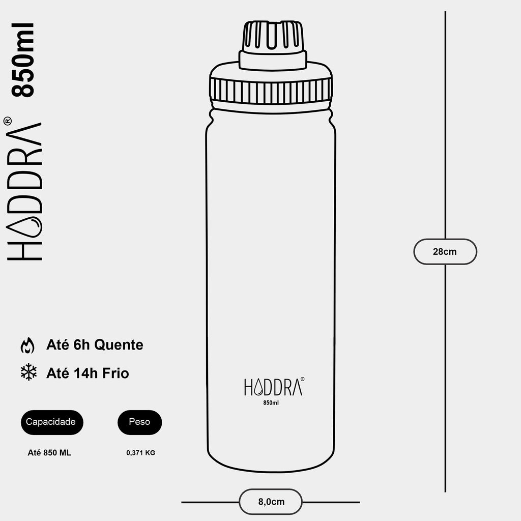 Garrafa Térmica Haddra 850ml em Aço Inox