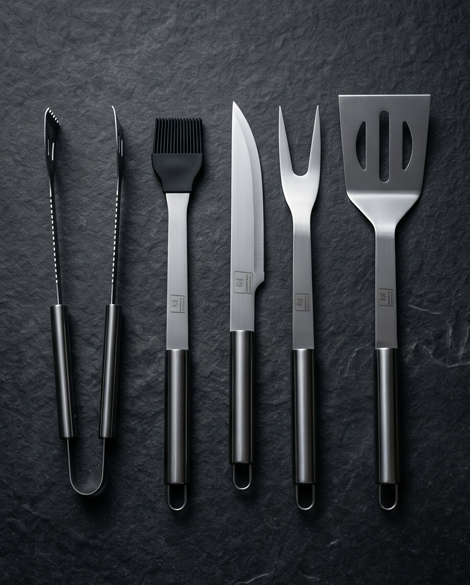 Haddra 9-Piece Stainless Steel BBQ Set with Case