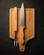 Kit Churrasco Haddra 3 Peças em Inox com Cabo de Madeira