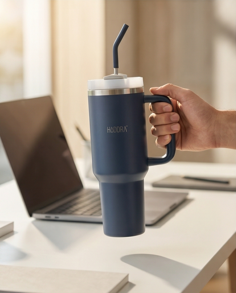 Copo Térmico Haddra 1200ml com Canudo Inox e Alça