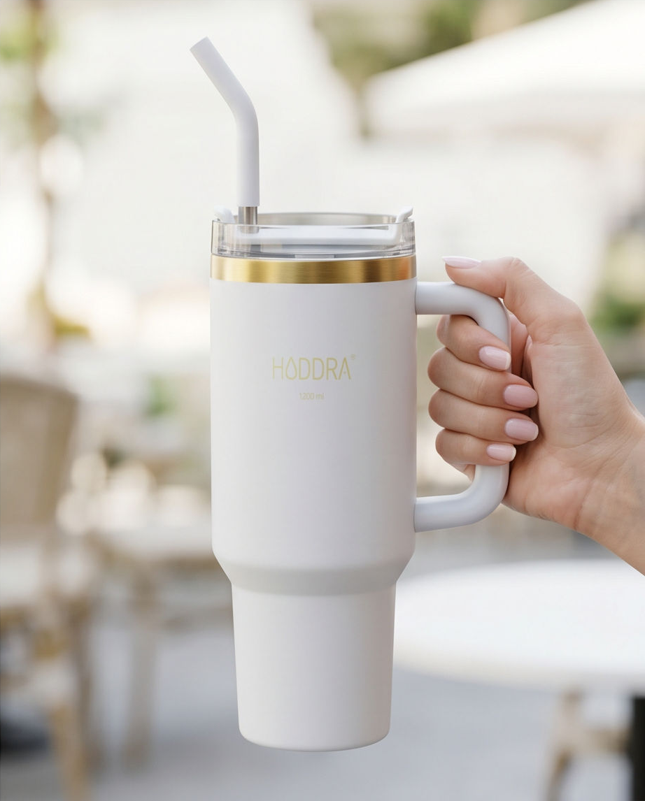 Copo Térmico Haddra 1200ml com Canudo Inox e Alça