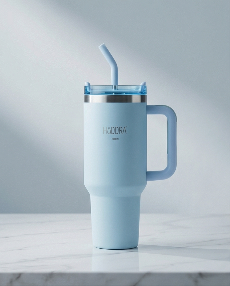 Copo Térmico Haddra 1200ml com Canudo Inox e Alça