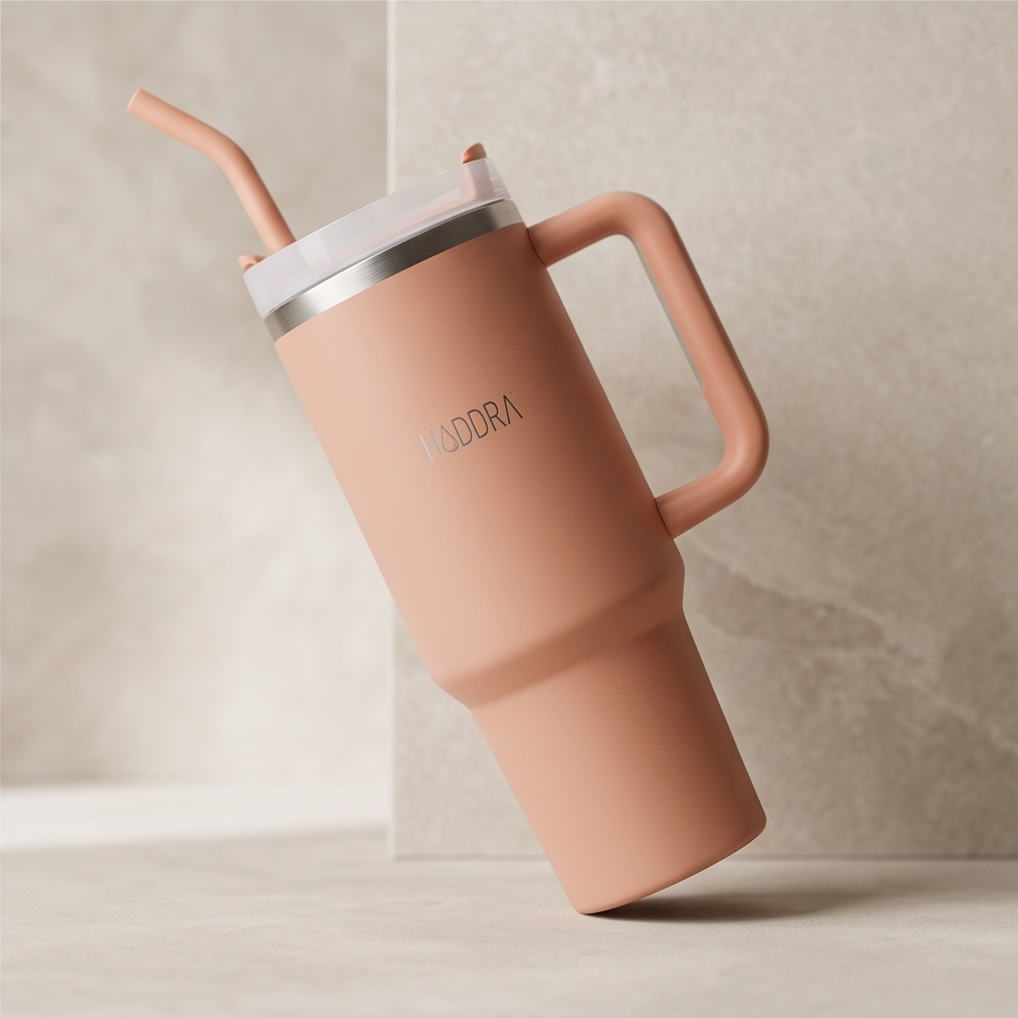 Copo Térmico Haddra 1200ml com Canudo Inox e Alça