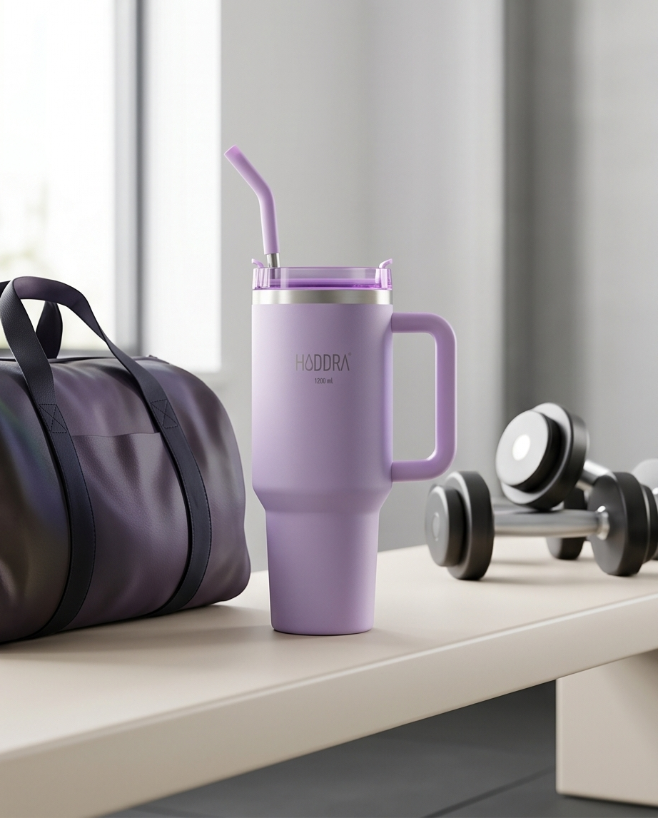 Copo Térmico Haddra 1200ml com Canudo Inox e Alça