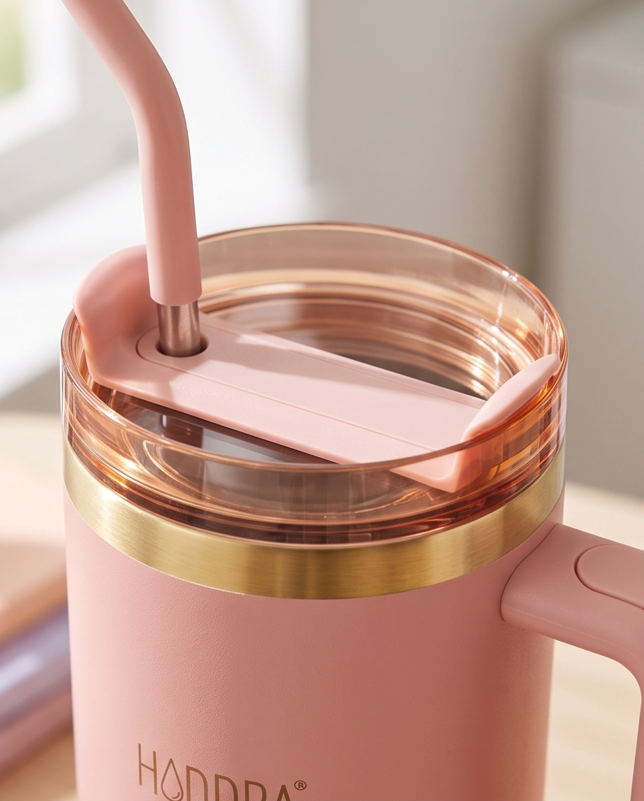 Copo Térmico Haddra 1200ml com Canudo Inox e Alça