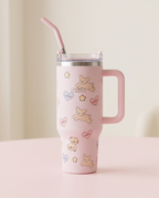 Copo Térmico Haddra 1200ml Desenhos Fofos com Canudo Inox e Alça