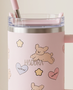 Copo Térmico Haddra 1200ml Desenhos Fofos com Canudo Inox e Alça