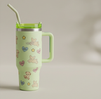 Copo Térmico Haddra 1200ml Desenhos Fofos com Canudo Inox e Alça