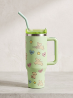 Copo Térmico Haddra 1200ml Desenhos Fofos com Canudo Inox e Alça