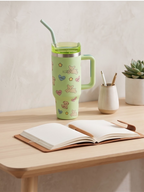 Copo Térmico Haddra 1200ml Desenhos Fofos com Canudo Inox e Alça
