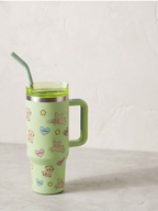 Copo Térmico Haddra 1200ml Desenhos Fofos com Canudo Inox e Alça