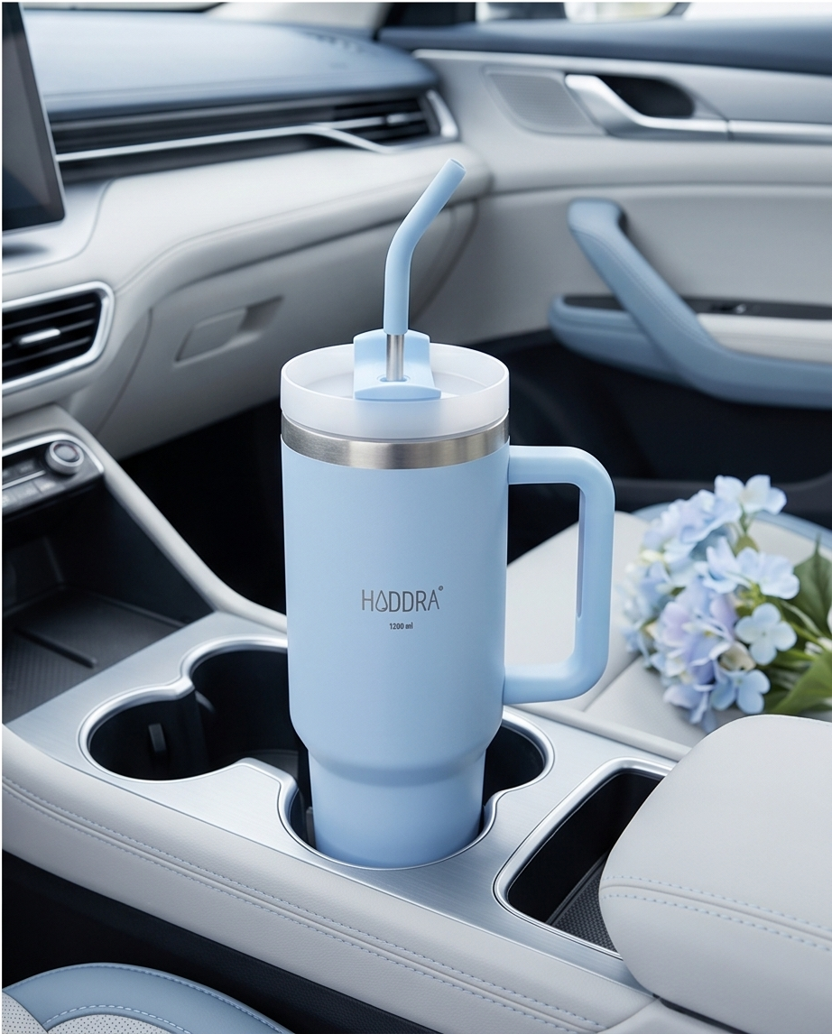 Copo Térmico Haddra 1200ml com Canudo Inox e Alça