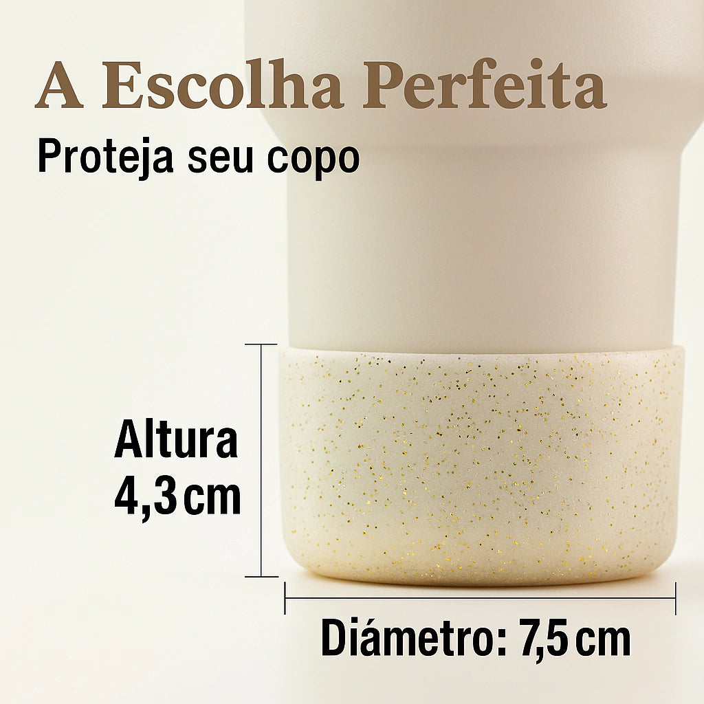Protetor de Garrafa ou Copo Brilhante de Silicone Tamanho 7,5cm | Laranja