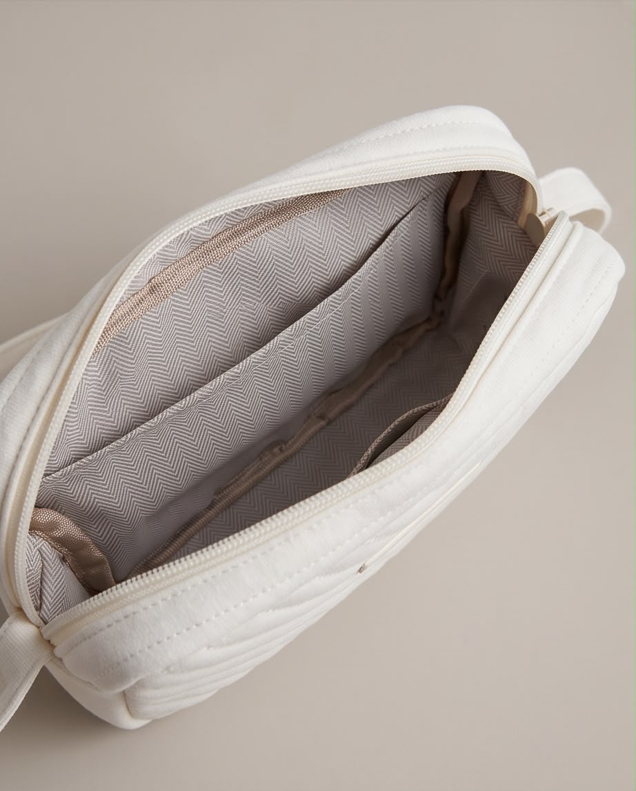 Necessaire Aveludada Cotelê 1 Bolso com Zíper