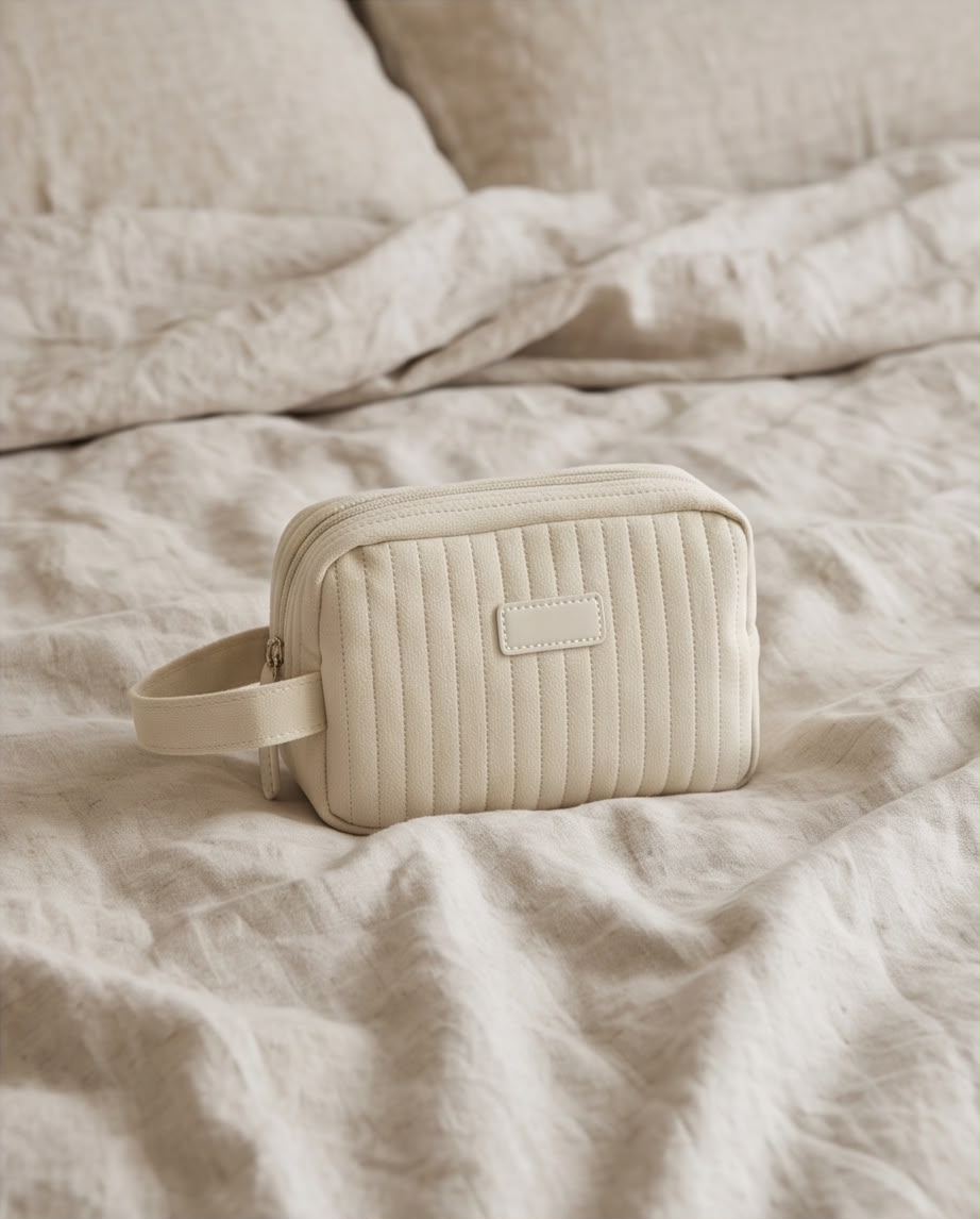 Necessaire Aveludada Cotelê 1 Bolso com Zíper