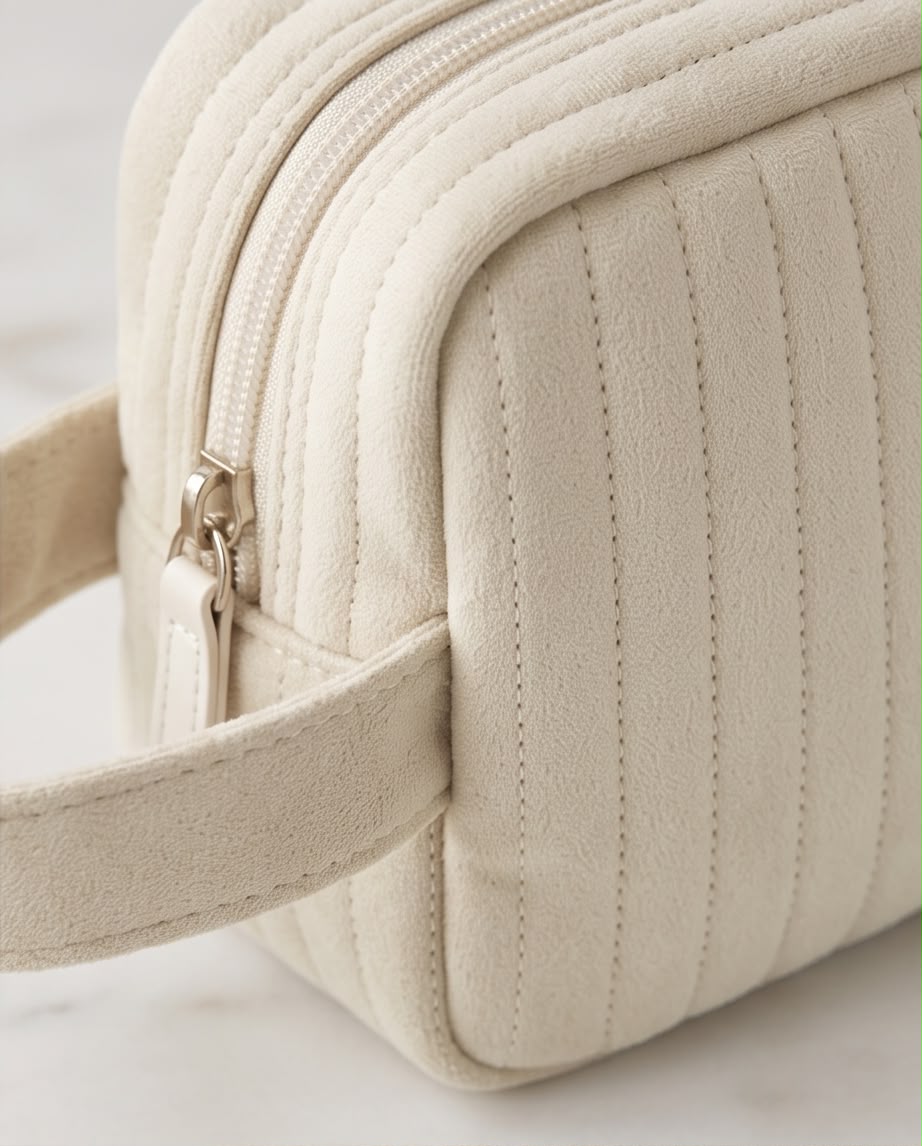 Necessaire Aveludada Cotelê 1 Bolso com Zíper