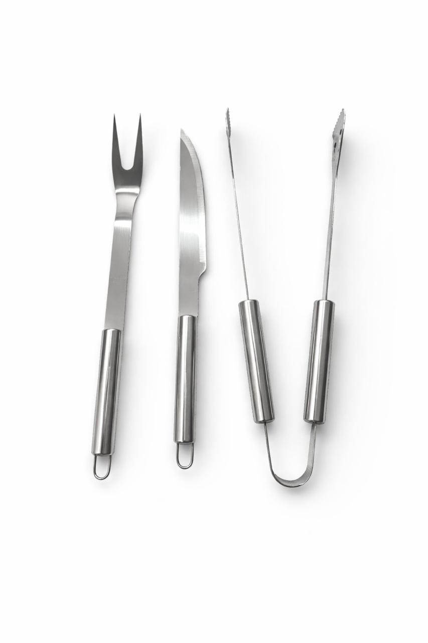 Kit Churrasco Haddra 3 Peças em Aço Inox com Maleta de Alumínio