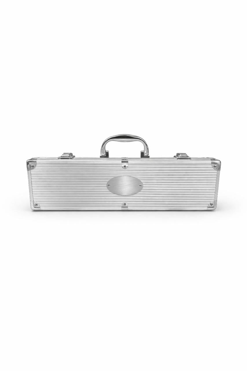 Kit Churrasco Haddra 3 Peças em Aço Inox com Maleta de Alumínio