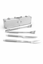 Kit Churrasco Haddra 3 Peças em Aço Inox com Maleta de Alumínio