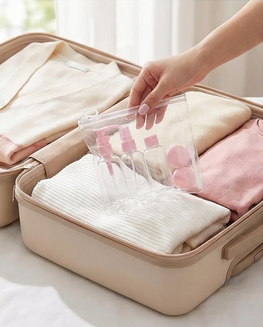 Kit de Viaje de 6 Piezas + Neceser con Cierre Ziplock - Haddra