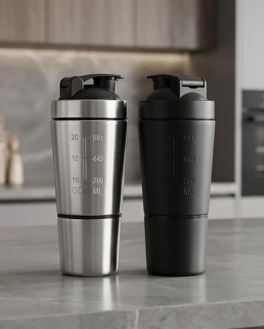 Haddra Motion 600ml Thermal Shaker Bottle with Compartment