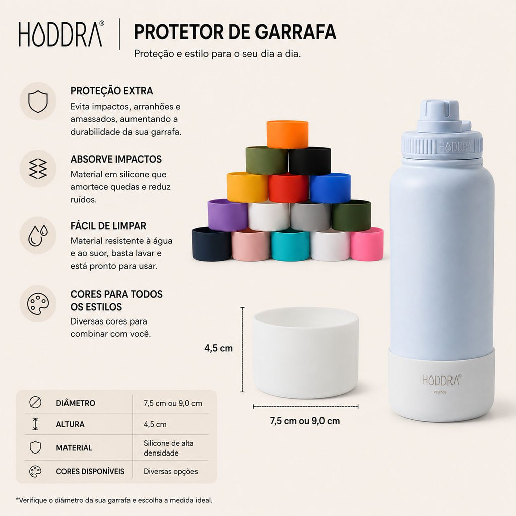 Capa de Silicone para Garrafa Antiderrapante para Copo e Garrafas Hiddra | Branco 7,5cm