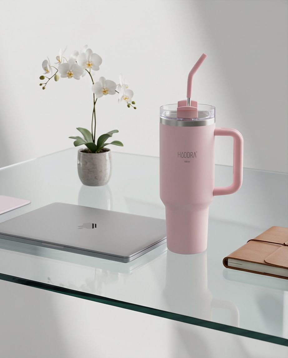 Copo Térmico Haddra 1200ml com Canudo Inox e Alça