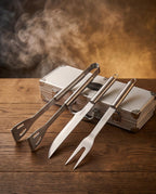 Kit Churrasco Haddra 3 Peças em Aço Inox com Maleta de Alumínio