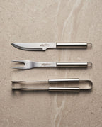 Kit Churrasco Haddra 3 Peças em Aço Inox com Maleta de Alumínio