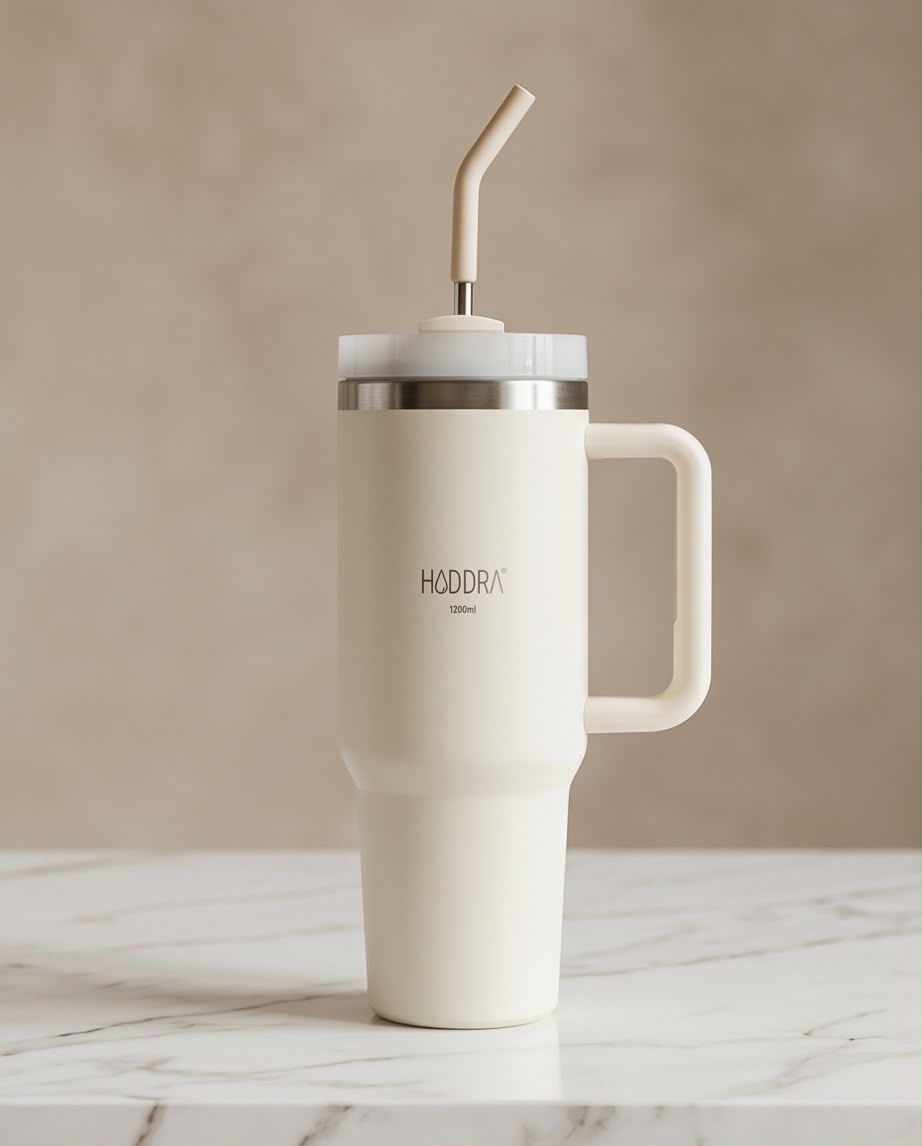 Copo Térmico Haddra 1200ml com Canudo Inox e Alça