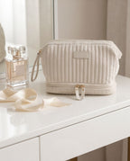 Necessaire Aveludada Cotelê 2 Bolsos com Zíper