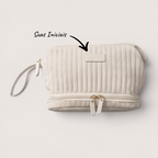 Necessaire Aveludada Cotelê 2 Bolsos com Zíper