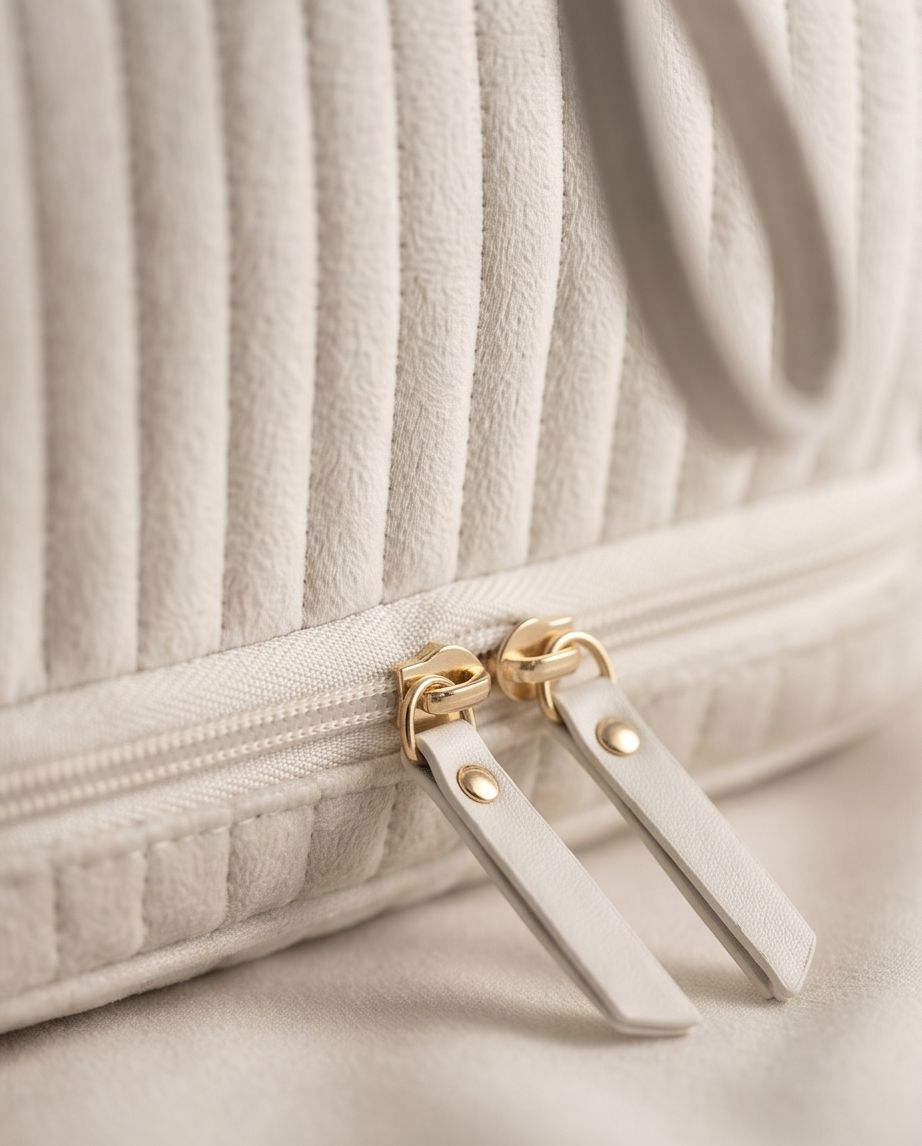 Necessaire Aveludada Cotelê 2 Bolsos com Zíper