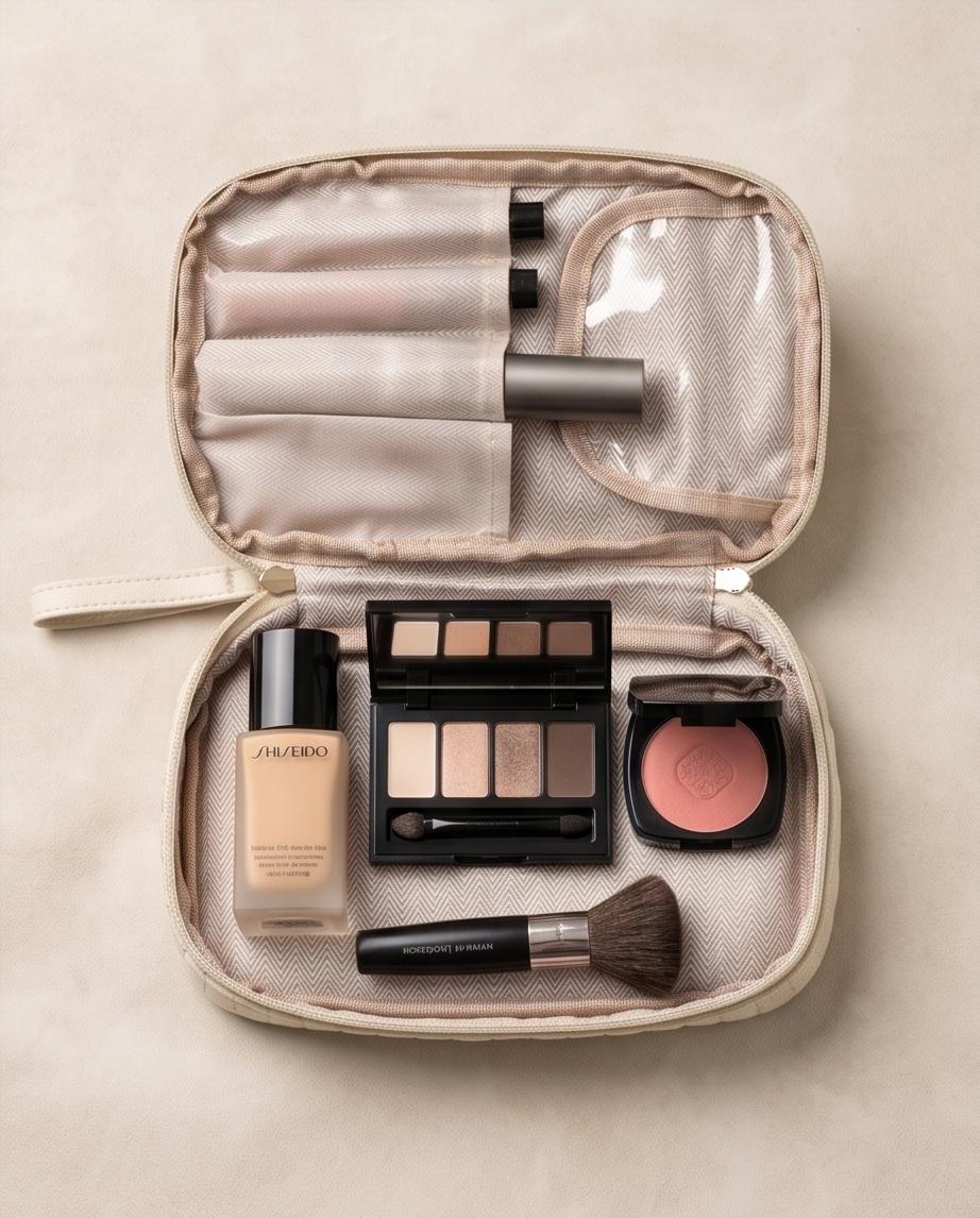 Necessaire Aveludada Cotelê 2 Bolsos com Zíper
