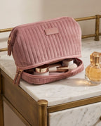 Necessaire Aveludada Cotelê 2 Bolsos com Zíper