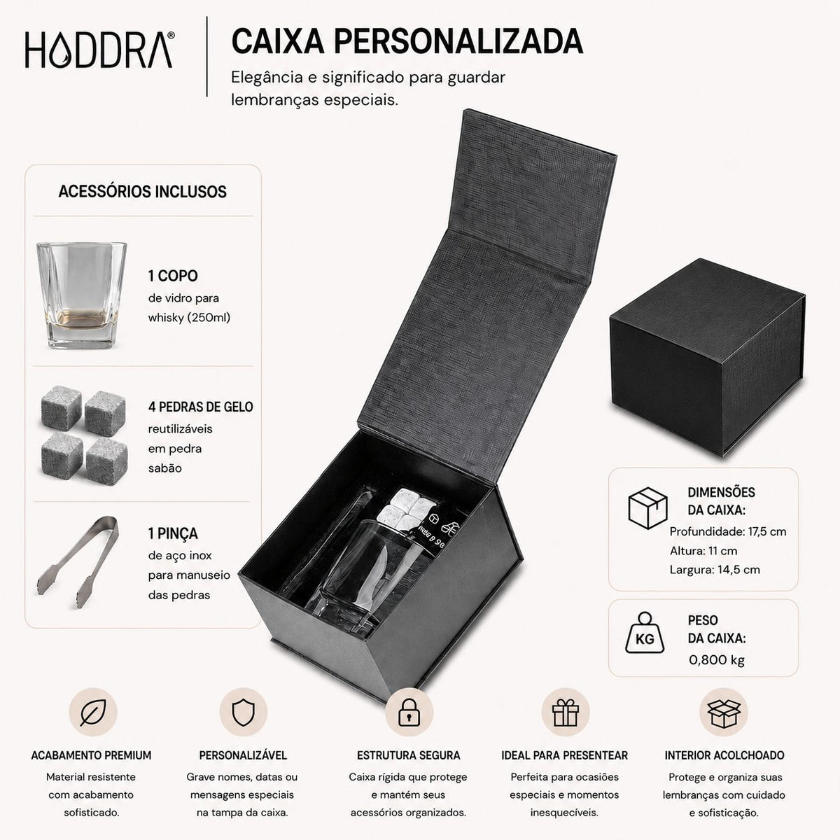 Haddra 6-Piece Drink Kit with Glass Tumblers and Case
