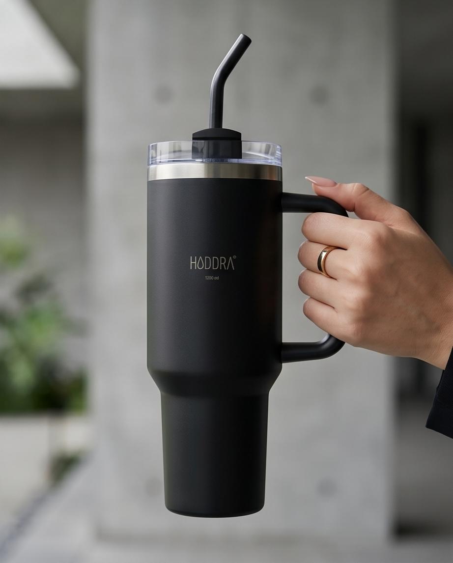 Copo Térmico Haddra 1200ml com Canudo Inox e Alça