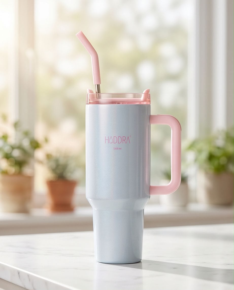 Copo Térmico Haddra 1200ml com Canudo Inox e Alça