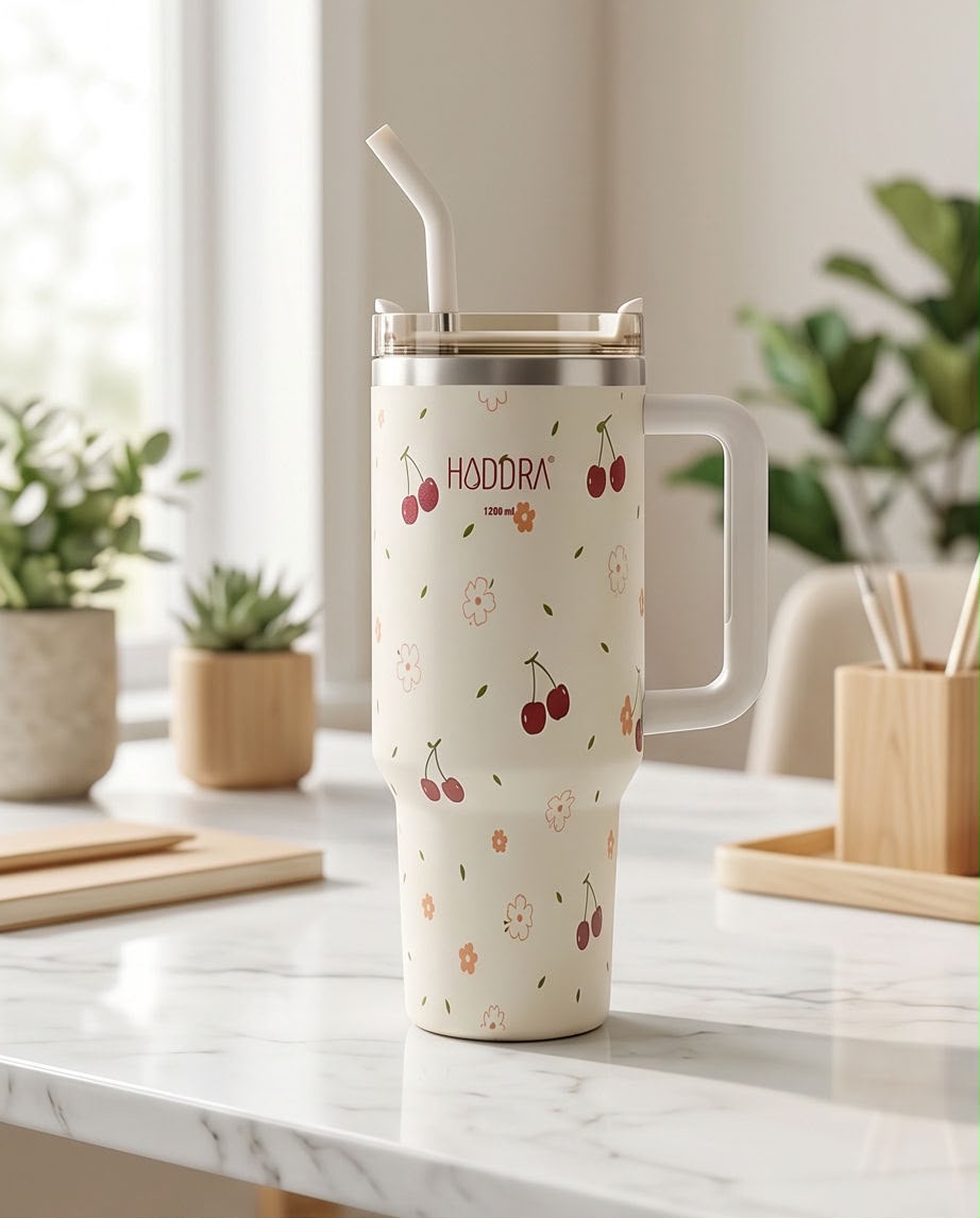 Copo Térmico Haddra 1200ml com Canudo Inox e Alça