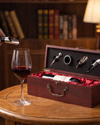 Kit Vinho 4 peças Haddra com Caixa de Madeira para Guardar Garrafa