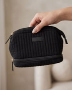 Necessaire Aveludada Cotelê 2 Bolsos com Zíper