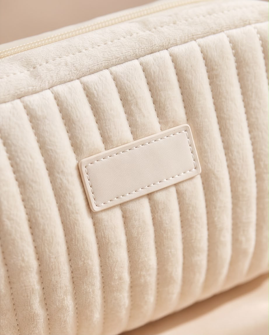 Necessaire Aveludada Cotelê 1 Bolso com Zíper