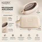 Necessaire Aveludada Cotelê 1 Bolso com Zíper