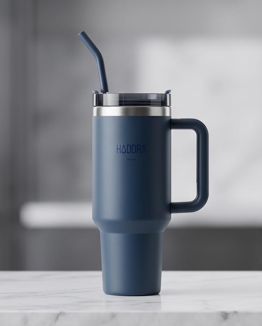Copo Térmico Haddra 1200ml com Canudo Inox e Alça